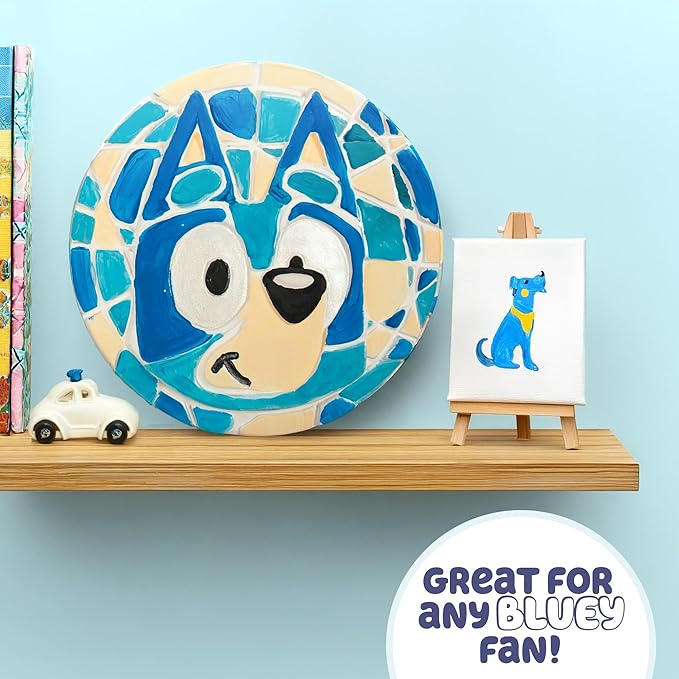 Bluey Paint Your Own Stepping Stone, Design 7 DIY Stone Art, Fun Kit for Kids, Less Mess Paintable Stones Art Set, Great Summer Activity Kids Ages 8, 9, 10, 11
