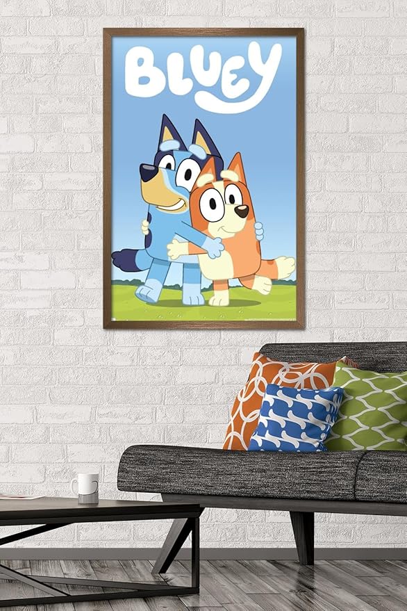 Bluey - Hug Wall Poster, 34L" x 22.4W", Bronze Framed Version