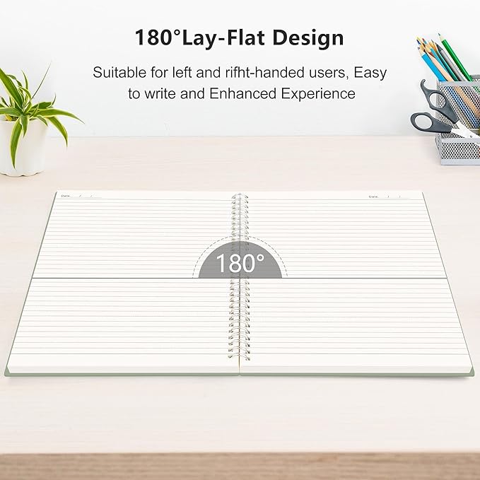 RETTACY Spiral College Ruled Notebook, 300 Pages, B5 Medium Size (7.4" x 10"), for School, Work, Writing, Journaling, 100 GSM Thick Paper, Flexible Plastic Cover (Black)