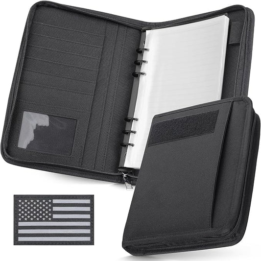 WYNEX Tactical Notebook Padfolio Ring Binder - Refillable A5 6-Ring Binder, Zip Hardcover Notebook with 80 Pages, Water-Resistant Notebook Cover for Planners, College, Office, Field, Gift
