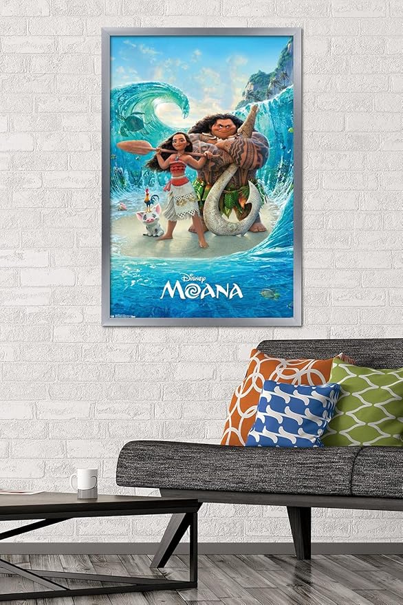 Disney Moana - Ocean Floor Wall Poster, 34L" x 22.4W", Silver Framed Version
