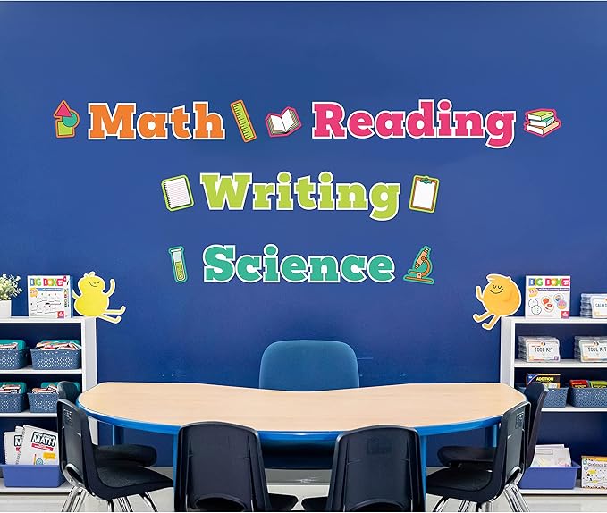 Carson Dellosa 37PC Core Subjects Bulletin Board Decorations, Reading Comprehension, Math, Writing, and Science Classroom Decor and School Supplies Cutouts
