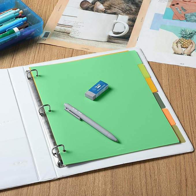 Mr. Pen- 3 Ring Binder Dividers with Tabs, 2 Sets, 6 Pack/Set, Letter Size, Forest Theme, Plastic 6 Tab Dividers for 3 Ring Binder with 12 pcs Labels