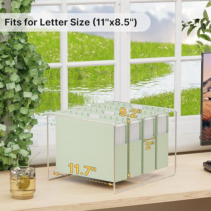 XINGIA Wheat Straw Plastic Hanging File Folders Letter Size,Heavy Duty 2 Inch Expansion,12 Pack Extra Capacity Hang Folders for Filing Cabinet,File Organizer with Insertable Tabs(Morandi Green)
