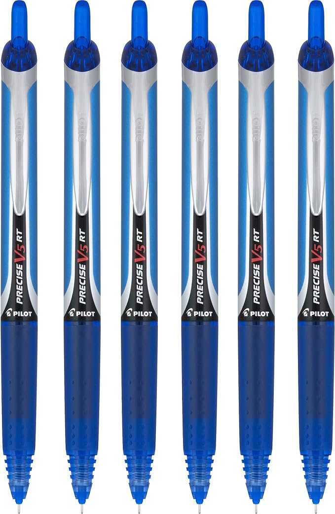 6 PENS: Pilot Precise V5 Retractable Blue Pens, Single Pen (26063) by Pilot