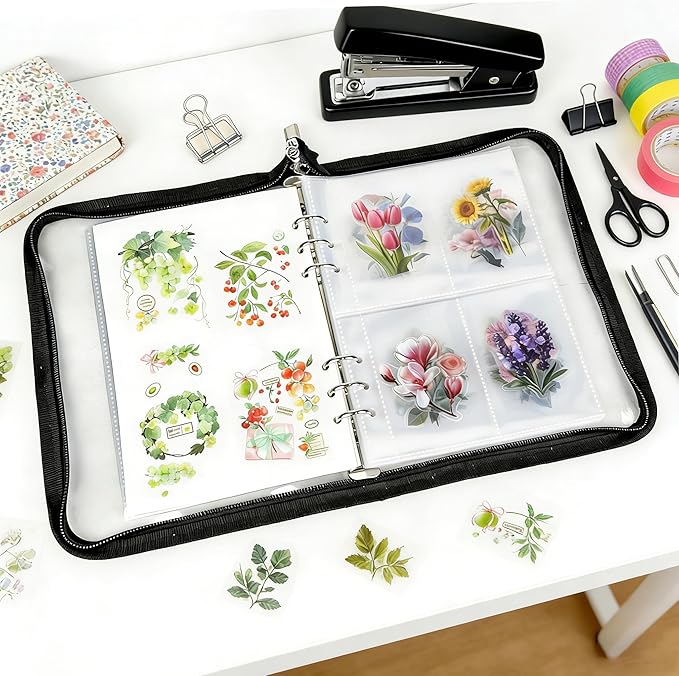 5-in-1 Sticker Organizer Book Reusable Sticker Collecting Binder Release Papers,40 PCS