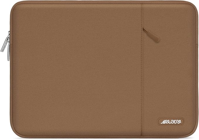 MOSISO Laptop Case 16 inch, 15-15.6 inch Laptop Sleeve Compatible with MacBook Pro 16 M4 M3 M2 M1, HP Acer Dell Lenovo ASUS Notebook, Polyester Vertical Computer Sleeve Bag with Pocket, Mocha