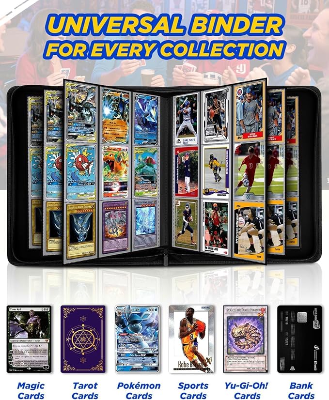 9 Pocket Toploader Binder with Zipper – Holds 288 Top Loaders – Premium Double-Sided Card Album for Trading Cards, TCG, MTG, Sports Cards