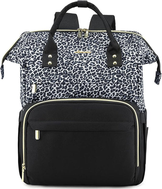 LOVEVOOK College Laptop Backpack, 15.6 Inch Travel Backpack for College, Waterproof Work Backpack Woman for Teacher Nurse Anti-theft Travel Back Pack, Gifts for Women, Grey Leopard