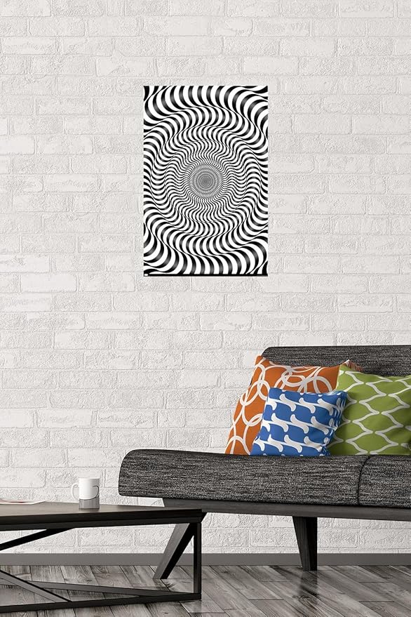 Trends International Zebra Stripe Optical Illusion Wall Poster, 14.725" x 22.375", Premium Poster & Mount Bundle