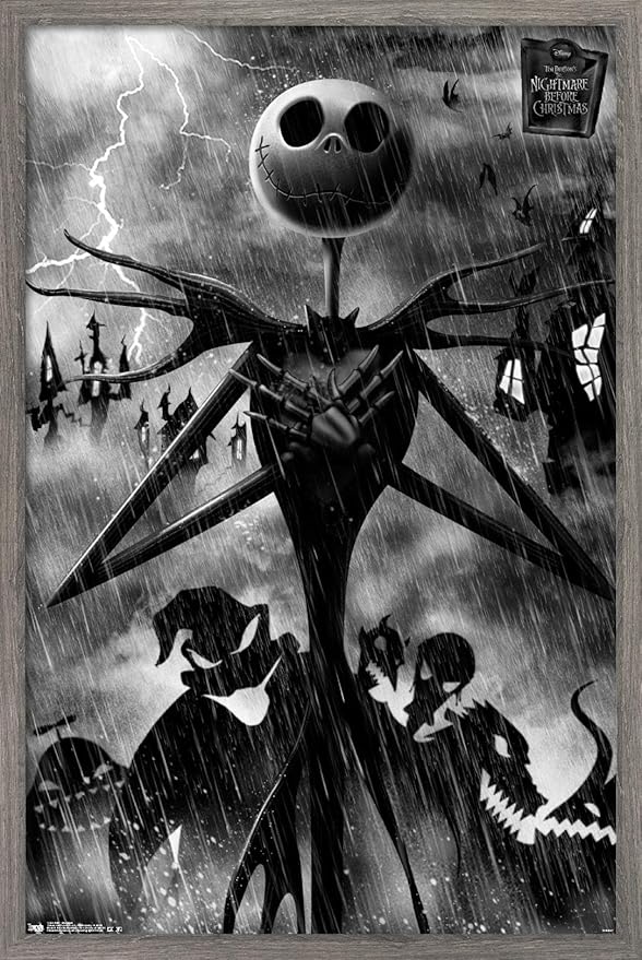 Trends International Disney Tim Burton's The Nightmare Before Christmas - Shadows Wall Poster, 34L x 22.4W, Barnwood Framed Version