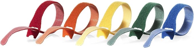 VELCRO Brand ONE-WRAP Ties | Cable Management, Wires & Cords | Self Gripping Cable Ties, Reusable | 5 Ct - 8" x 1/2" | Multi-color