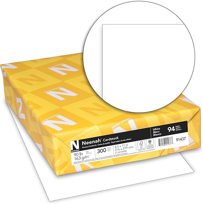 Neenah Index Cardstock, 8.5" x 11", 90 lb./163 gsm, White, Lightweight, 94 Brightness - EXTRA SHEETS, MORE VALUE! (91437) 300 Sheets (Pack of 2)