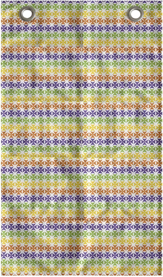 Ambesonne Colorful Hanging Pocket Organizer, Layout of Mini Triangular Motifs Horizontally Aligned, Printed Polyester Storage Bag with Pockets, 21" x 31", Violet Lime Green