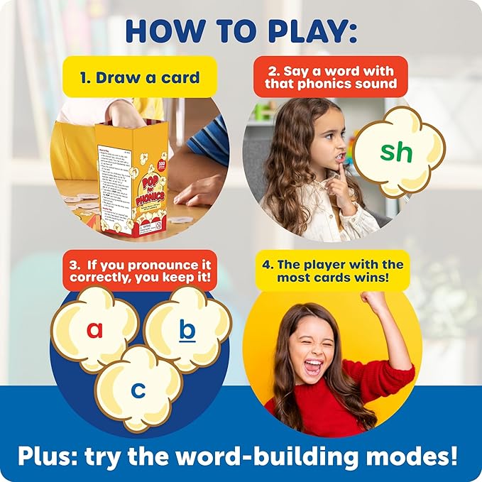 Learning Resources POP for Phonics - Learn to Read Phonics Flash Cards, Kindergarten Learning Games for Kids 5-7, Homeschool Spelling & Language Development Activities, Reading Flash Cards