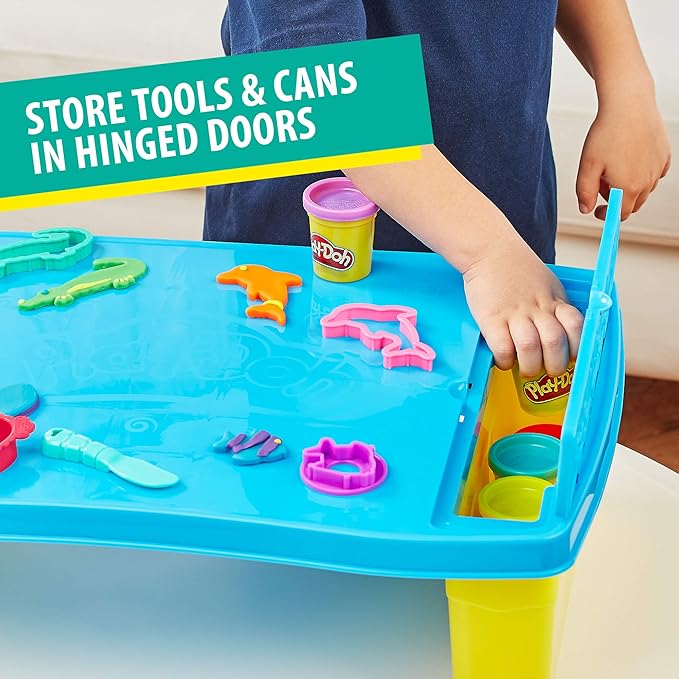 Play-Doh Play 'n Store Table Toy, 25+ Accessories, 8 Cans of Assort. Colors, Back to School Classroom Supplies, Kids Arts & Crafts, Preschool Toys, Ages 3+ (Amazon Exclusive)