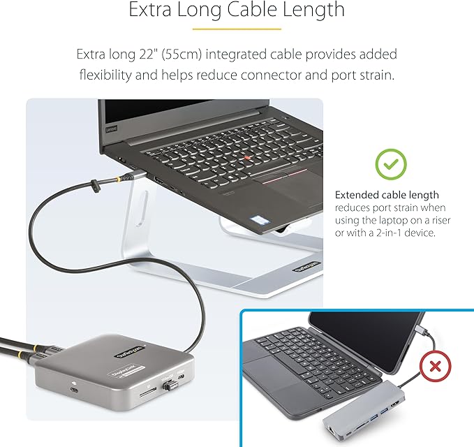 StarTech.com 7-in-1 USB C DisplayLink Dual Monitor Docking Station, 4K 60Hz HDMI Dock for MacBook M1 M2 M3 M4 & Windows, USB 10Gbps Hub, Gigabit Ethernet, SD, 100W PD, 22in (56cm) Cable