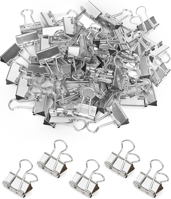 CUARUSUIKA Binder Clips Set,40Pack, 1 in Small Clip, Paper Clips for Office, Home, School, Crafts, Business(Silver)