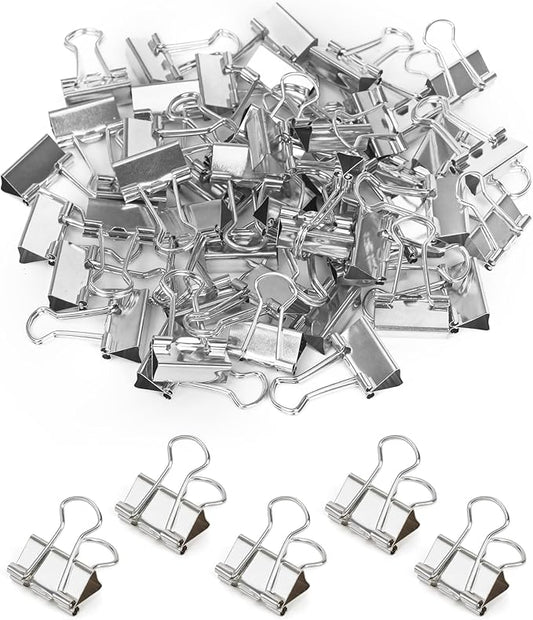 CUARUSUIKA Binder Clips Set,40Pack, 1 in Small Clip, Paper Clips for Office, Home, School, Crafts, Business(Silver)