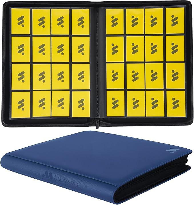 Card Binder 16 Pocket,Trading Card Binder Holds up to 1408 Cards with 44 Sleeves,Zipper Card Holder Album Compatible with TCG Card/Game Cards/Sports Card-Blue
