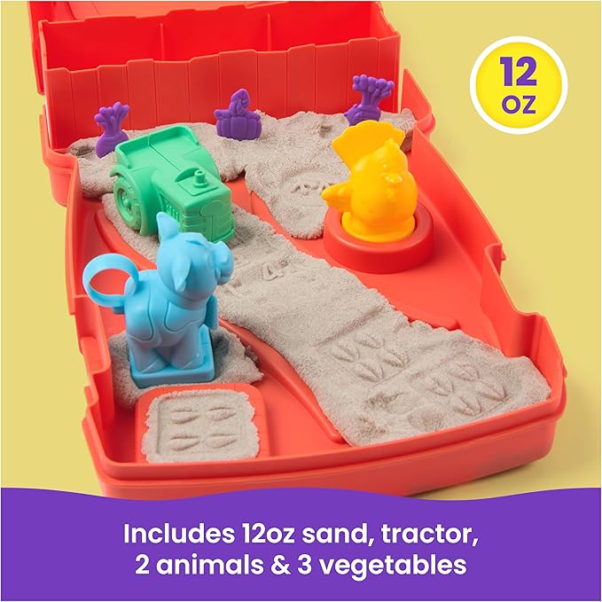 Kinetic Sand, Sandy Farm Set, Creative Easter Gifts, Includes 12oz Moldable Play Sand, 6 Tools & Molds, Storage Case, Toddler Toys for Ages 3 and up