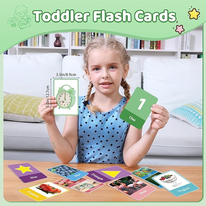 100 Flash Cards for Toddlers 1-3,Flashcards Toddler Flash Cards Double Side with ABC Alphabet Number Color Shape Animal Educational Toys for Preschool Kindergarten Kid Baby Learning Cards Activities