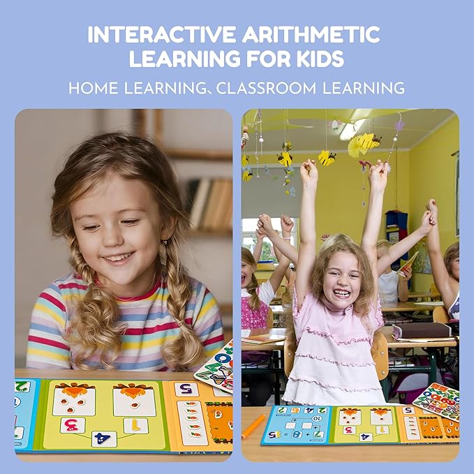 brenzo Magnetic Numbers and Arithmetic Book Set, 96 PCS Math Manipulatives with Addition & Subtraction Games, Number Magnets for Kids Learning, Portable Learning Toys for Homeschool & Classroom