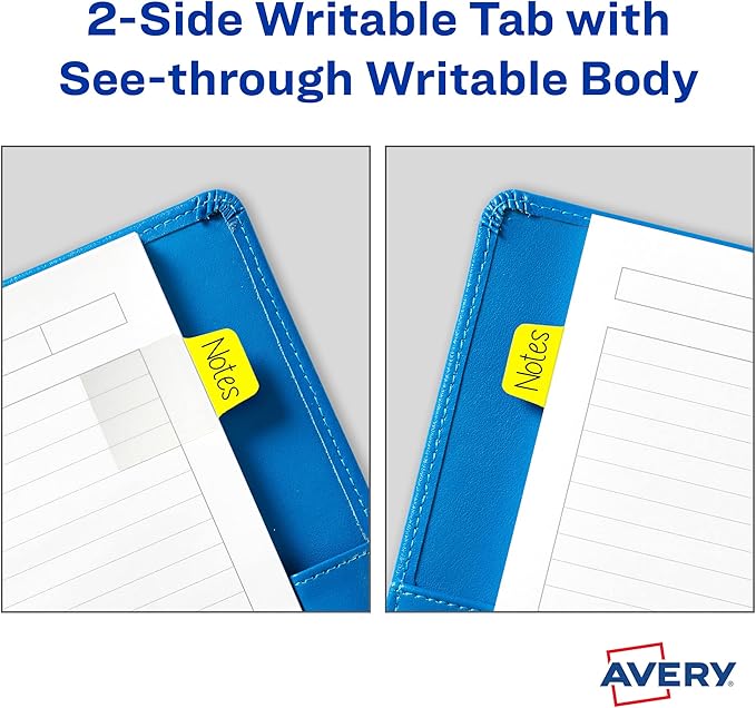 Avery Mini Ultra Tabs, 1" x 1.5", 2-Side Writable, Assorted Neon Colors, Repositionable Tabs, 40 Per Pack, 120 Total (3-Pack of 74759)