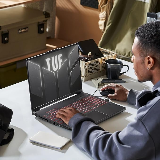 ASUS TUF Gaming A16 Laptop, 16”FHD + 144Hz Gaming Laptop, AMD Ryzen 7-7445HS, NVIDIA GeForce RTX 4050, 16 GB DDR5, 512 GB SSD, BK, Gray, Windows 11 Home, TWE Laptop Foldable Stand