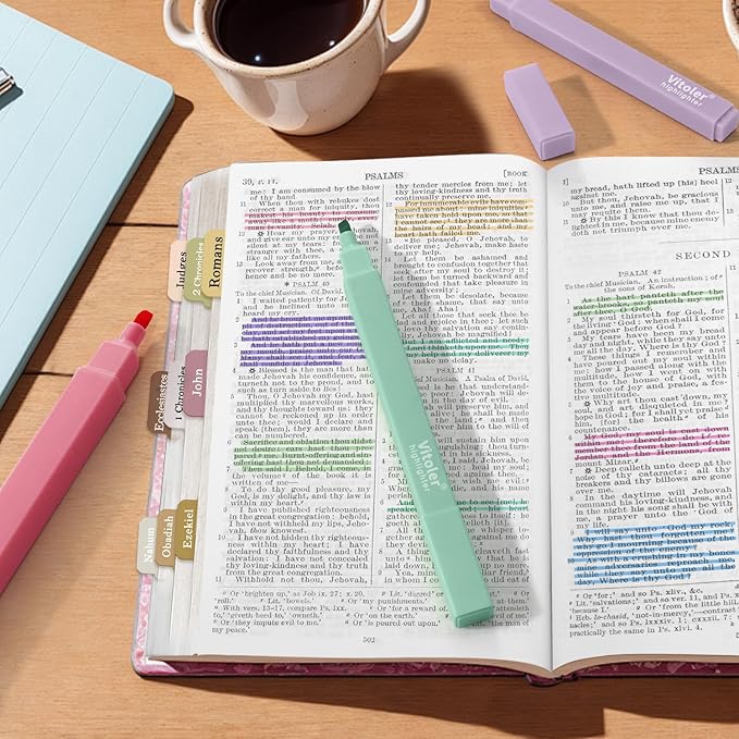 Vitoler Bible Highlighters Assorted Colors,8 Pack,Soft Chisel Tip,Highlighters Set for Aesthetic Office Supplies,Book Markers