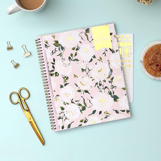 Blue Sky Day Designer 2026 Weekly and Monthly Planner Calendar, January 2026 - December 2026, 8.5" x 11", Clear Pocket Cover, Durable Twin Wire Binding, Includes Storage Pocket, Stickers, Coming Up Roses