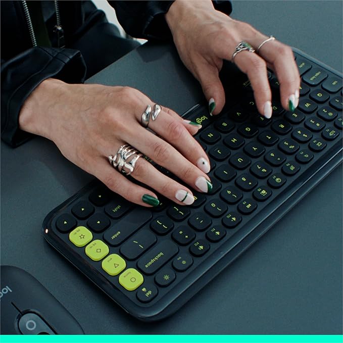 Logitech POP ICON Keys Wireless Bluetooth Keyboard, Comfortable Typing, Programmable Keys, Easy-Switch Between up to 3 Devices, for Laptop, Tablet, PC – Lilac and Off-White