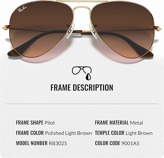 Ray-Ban RB3025 AVIATOR GRADIENT Pilot Shaped Sunglasses for Men & Women with Official RAYBAN Eyewear Kit