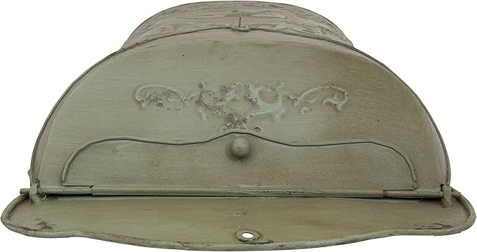 Creative Co-Op Aqua Embossed Tin Post Box with Distressed Finish