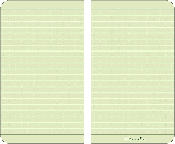 Rite in the Rain Weatherproof Soft Cover Pocket Notebook, 3.5" x 6", Green Cover, Universal Pattern (No. 964)