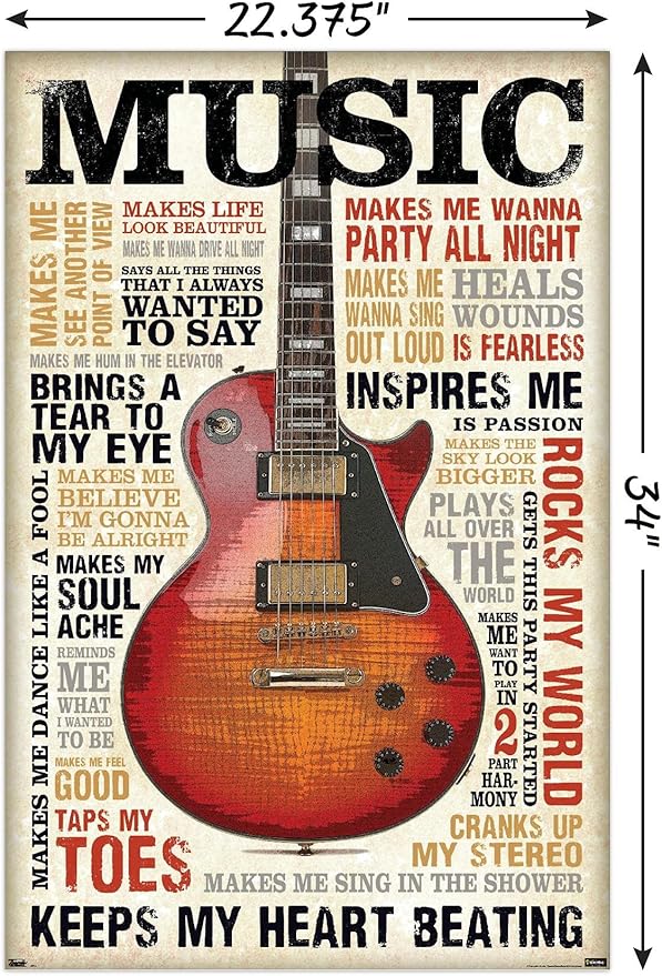 Trends International Music Inspires Me Wall Poster, 22.375" x 34", Poster & Clip Bundle