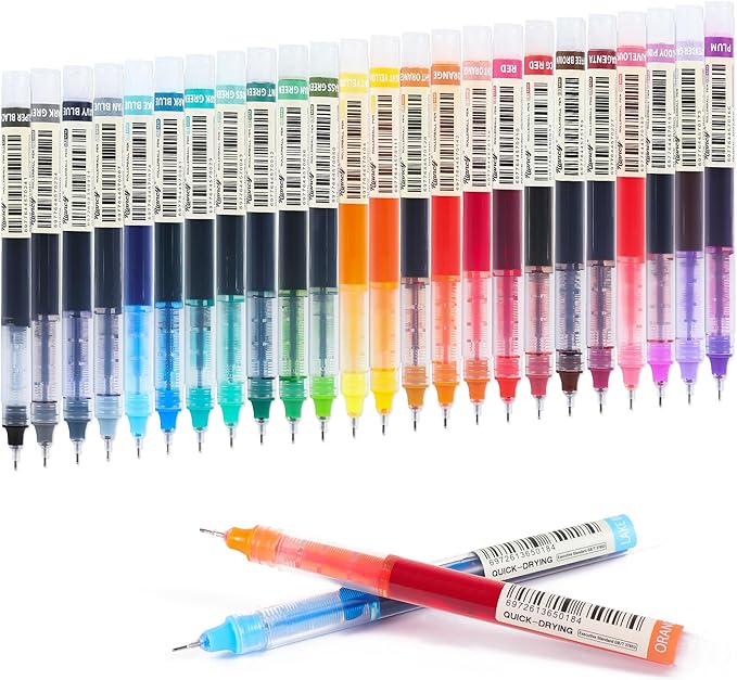 USUAL 24pcs Gel Ink Pens Liquid Ink Rollerball Multi Color Pen 0.5 mm Fine Point Smooth Writing Pens Cute Nurse Pen Back to School Supplies
