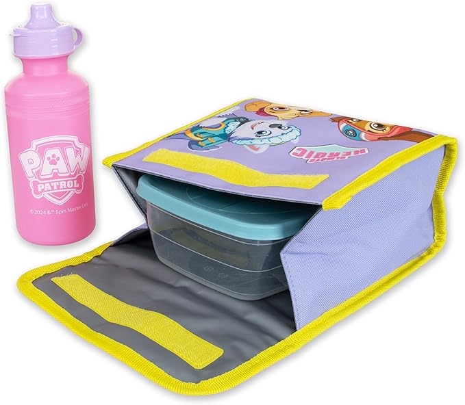 Paw Patrol Backpack 3 Piece Set | Skye Girls Backpack, Lunch Bag And Water Bottle | Girls School Bag | One Size Purple