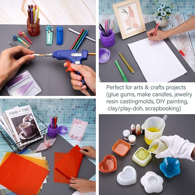 Gartful Silicone Craft Sheet Dark Gray 27.6" x 19.7" - Large Nonstick Nonskid Desk Work Mat & Countertop Protector