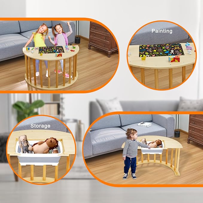 GOME Activity Sensory Arch Table for Toddlers,Kids Table with Toys Storage Bin and Black/White Board for Study and Play Gifts for Children