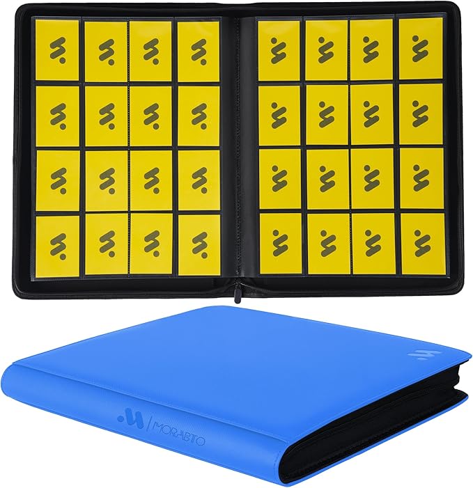 Card Binder 16 Pocket,Trading Card Binder Holds up to 1408 Cards with 44 Sleeves,Zipper Card Holder Album Compatible with TCG Card/Game Cards/Sports Card-Light blue