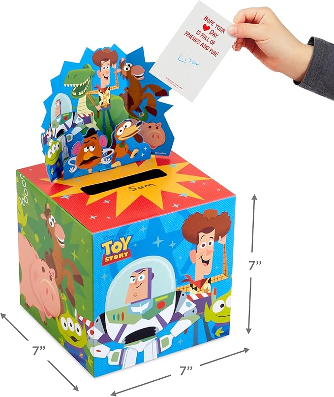 Hallmark Disney/Pixar Toy Story Valentines Day Cards and Mailbox for Kids School Classroom Exchange (1 Box, 32 Valentine Cards, 1 Teacher Card)