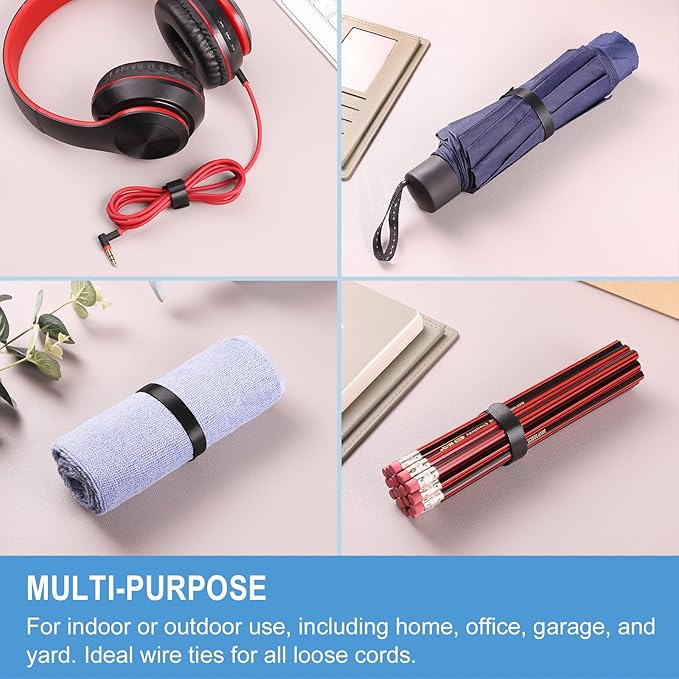 1,000 PCS 8 Inches Reusable Cable Ties | Adjustable Cord Wraps, Cable Straps | Hook & Loop Cord Organizer, Cable Management (100 PCS x 10 Packs)