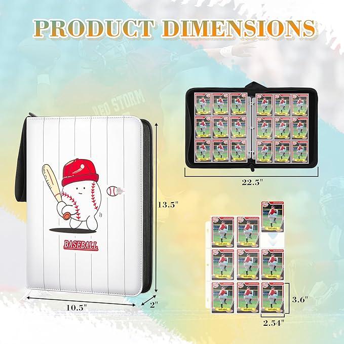 9 Pockets Trading Card Binder with Sleeves Card Organizer, 900 Double Sided Pocket PU Card Collection Binder, Baseball Binder,for Sports Card, MTG, TCG Yugioh Card (Red White)