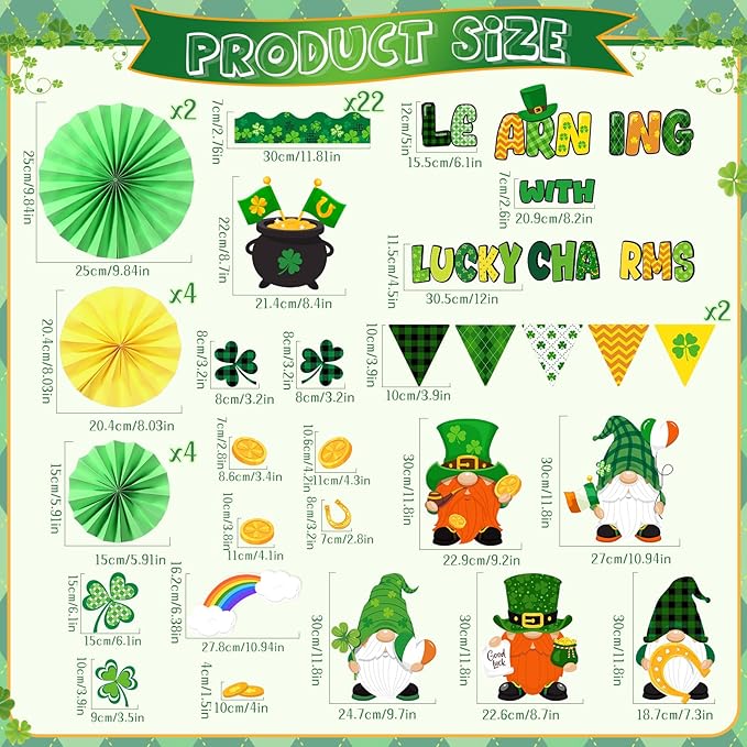 Eersida Spring Bulletin Board Decorations with Paper Fans St Patricks Day 3D Classroom Bulletin Board Christian Easter Flower Bunny Cutouts School VBS Library Church Window Wall Decor(St. Patrick’s)