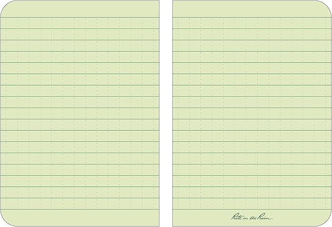 Rite in the Rain Weatherproof Soft Cover Pocket Notebook, 3.5" x 5", Green Cover, Universal Pattern (No. 954)