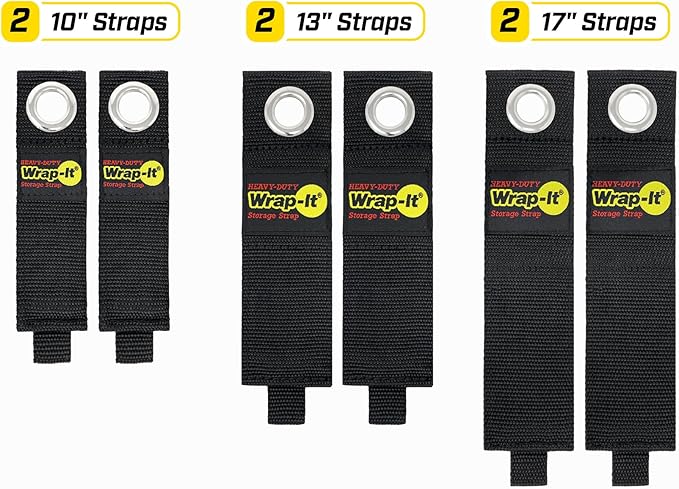 Heavy-Duty Wrap-It Storage Straps (Assorted 6 Pack) - Garage Storage Extension Cord Management Cable Straps for RV Accessories and Shed Organizer