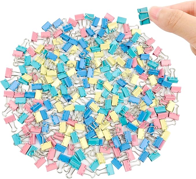 240-Pack Mini Binder Clips in 4 Colors (Blue, Yellow, Red, Green), 15mm/0.6-Inch Small Paper Clips for Home, School, Office and Business