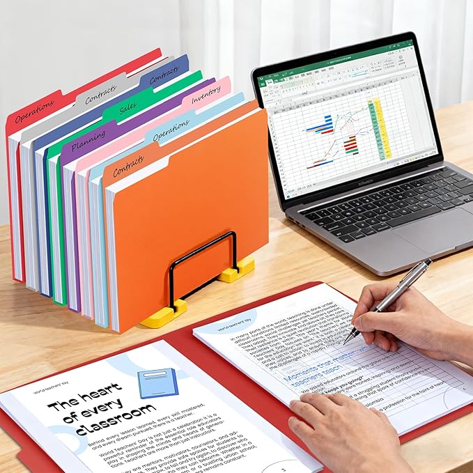 250-Pack Color File Folders, 1/3 Cut Tab, Assorted 10 Colors Letter Size Manilla Folder for School/Office/Classroom
