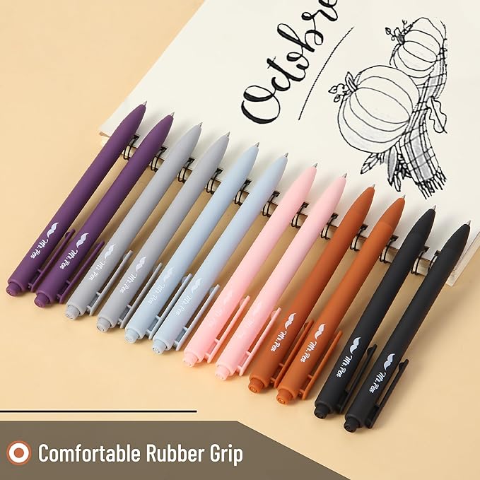 Mr. Pen- Retractable Gel Pens, 12 Pack, Black Ink, Earthly Neutrals Barrel Gel Pens Fine Point 0.5mm, Gel Ink Pens, Aesthetic Pens for Journaling Fine Tip Pens
